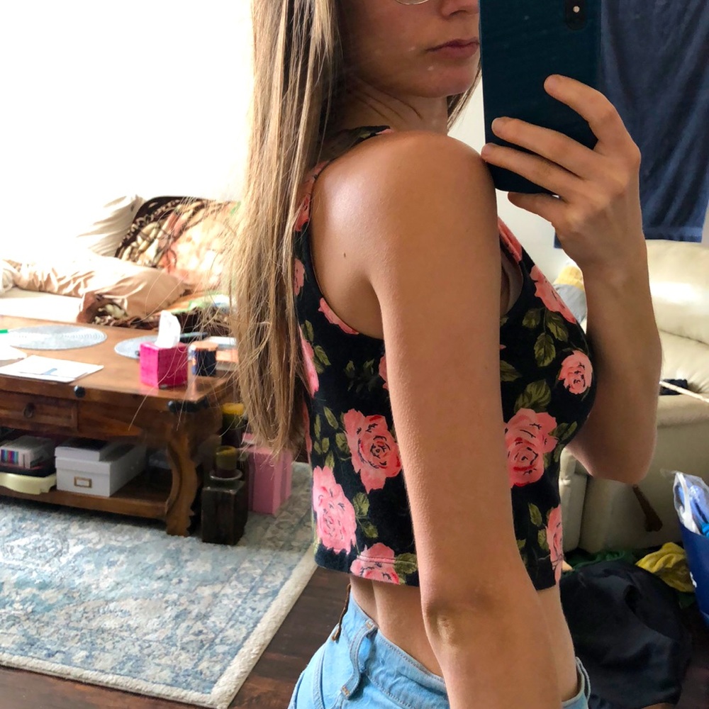 Pink rose crop top